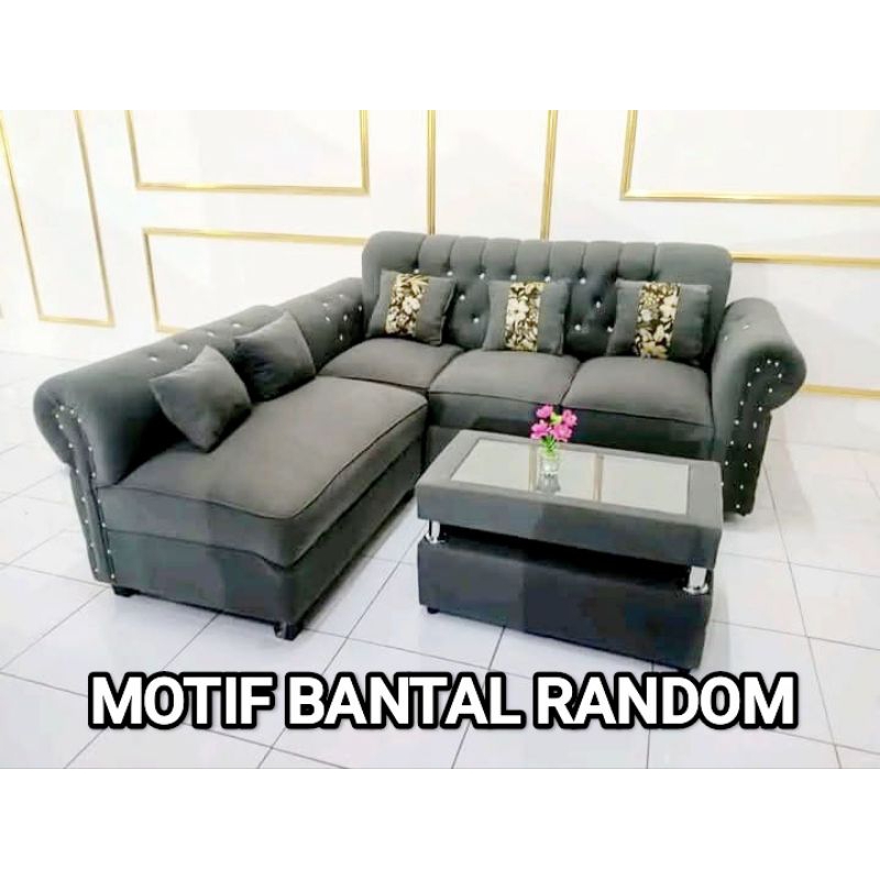 Sofa L kancing seribu / Sofa ruang tamu minimalis / sofa 311 seater / sofa dudukan 311 / sofa jaguar
