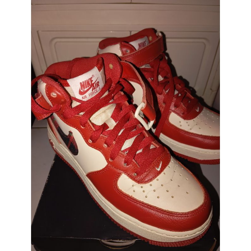 NIKE AIR FORCE 1 MID '07 LX ORIGINAL RED WHITE MULUS LIKE NEW