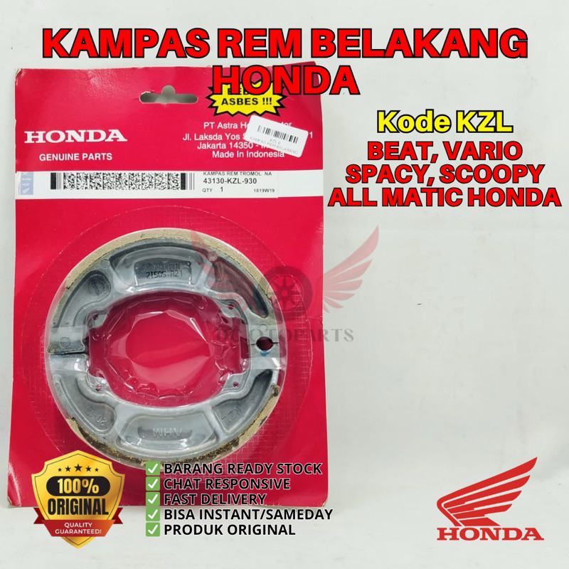 KZL KAMPAS REM BELAKANG BEAT VARIO ORIGINAL AHM HONDA, KAMPAS REM BELAKANG ORIGINAL VARIO, KAMPAS RE