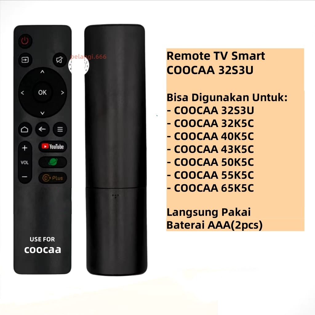 (2)Coocaa Remote TV Untuk Coocaa Android Smart TV 32S3U 40S3U 43S3U 50S3U S3U / Remot TV Untuk Cooca