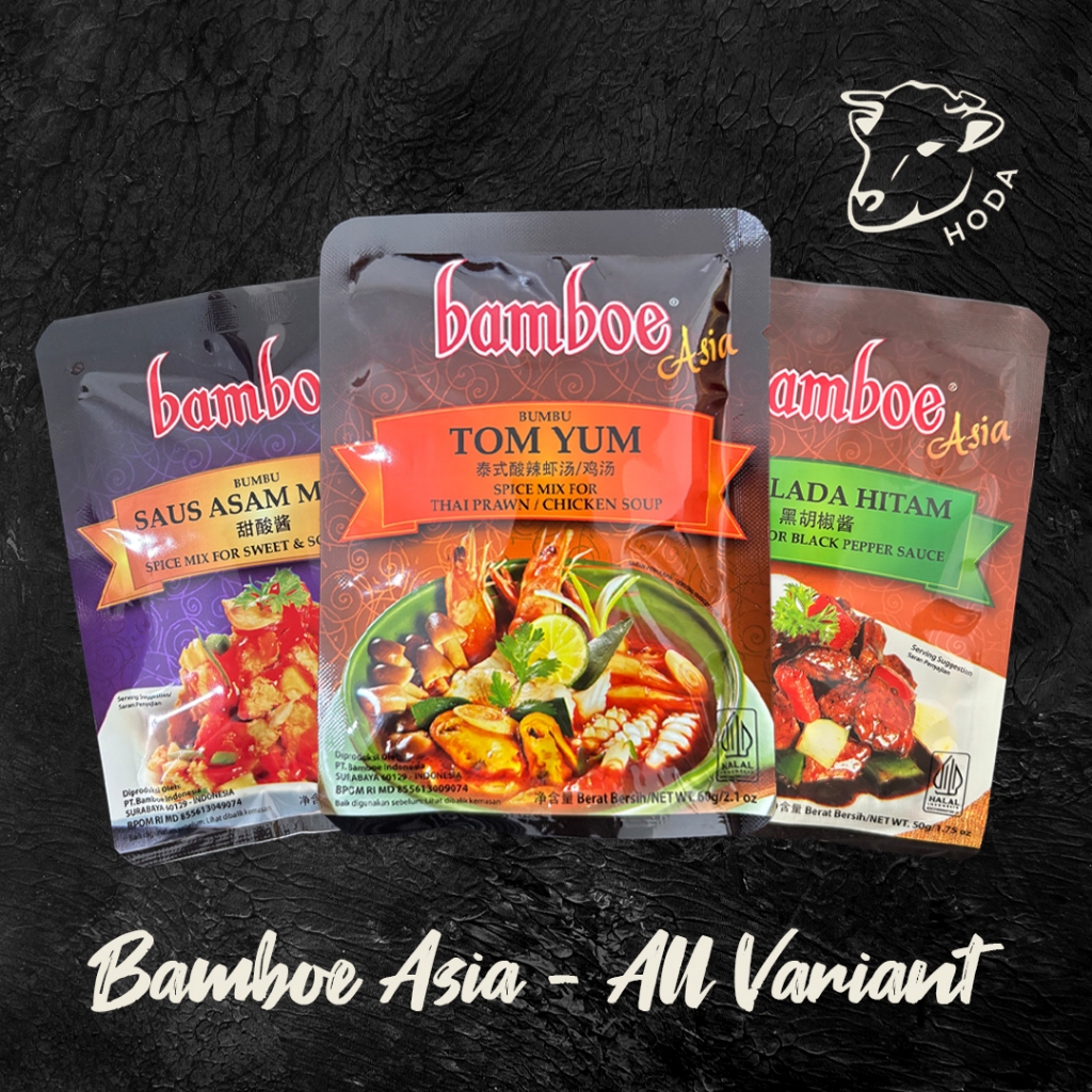 

Bamboe Asia Bumbu Dapur / Bumbu Masak Instant / Tom Yum / Lada Hitam / Asam Manis