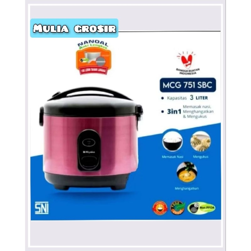 Magic Com Miyako 3Liter MCG 751 SBC Anti Lengket