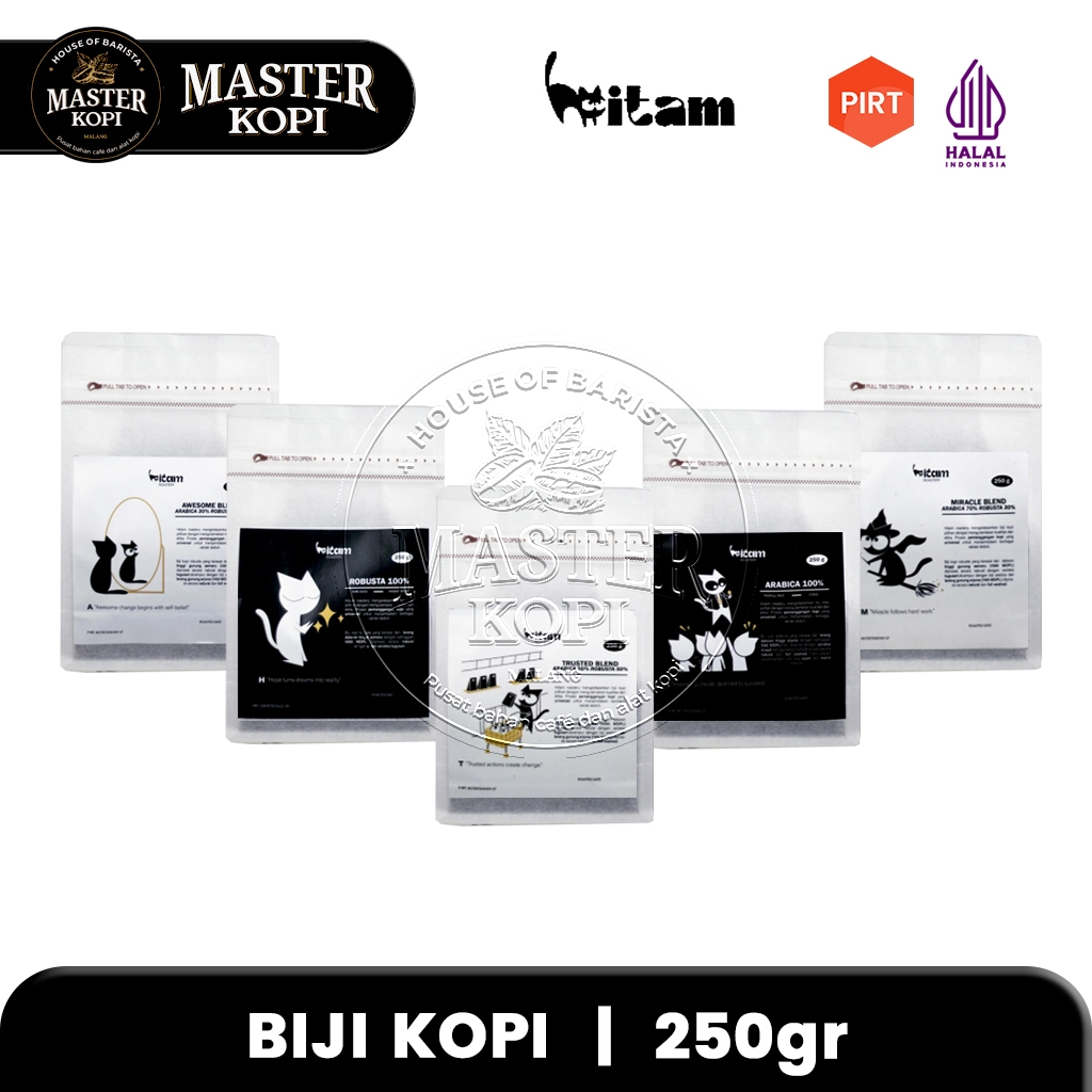 

Biji Kopi Hitam Roastery 250gr Coffee Beans ARABICA ROBUSTA ESPRESSO BLEND