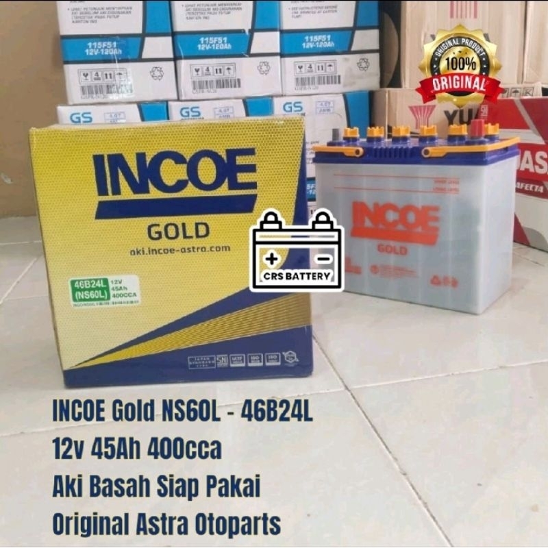 Aki Mobil Suzuki Ertiga, Baleno, Aerio Accu Incoe Gold NS60L Hybrid 45Ah