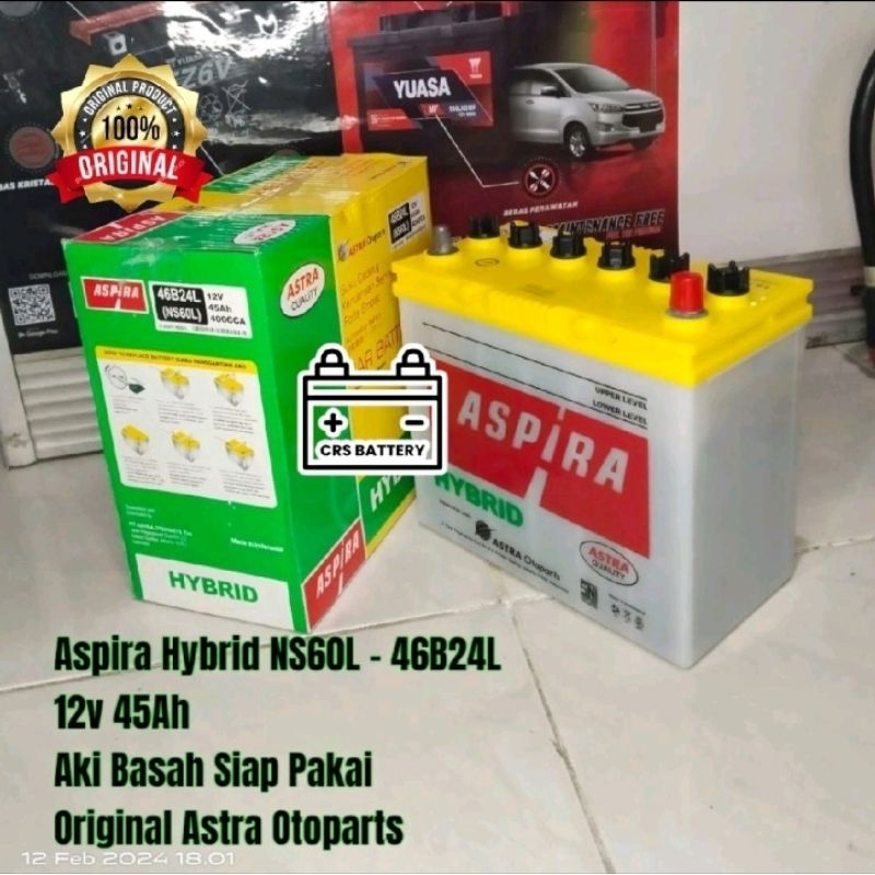 Aki Mobil Suzuki Ertiga, Baleno, Aerio Accu Aspira NS60L Hybrid 45Ah