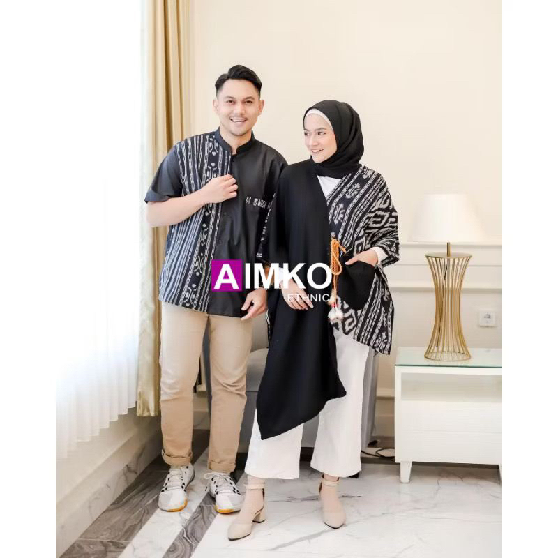 OUTER KELELAWAR HITAM set couple tenun set couple ethnic baju tenun casual prewedding tenun troso te