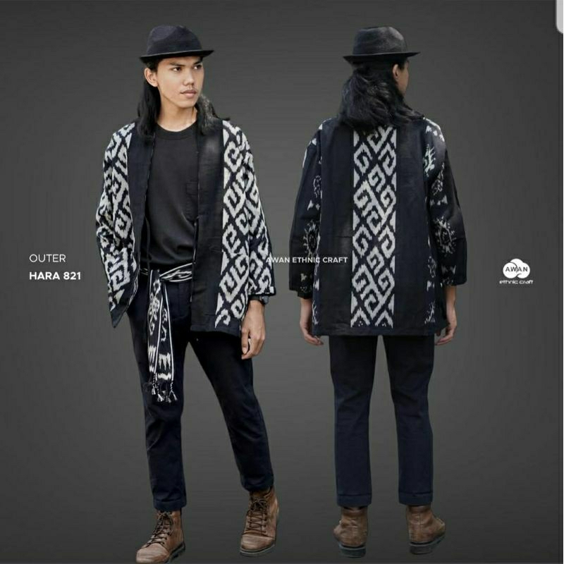 OUTER PRIA WARNA HITAM TENUN PAROKI TORAJA