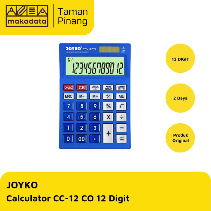 

JOYKO CALCULATOR CC-12 CO/ KALKULATOR JOYKO CC-12 CO 12 DIGIT MURAH