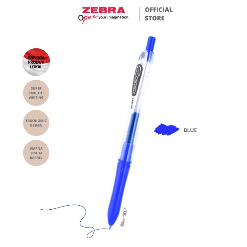 

Bolpen gel KOKORO Blue (biru) 0.5 murah
