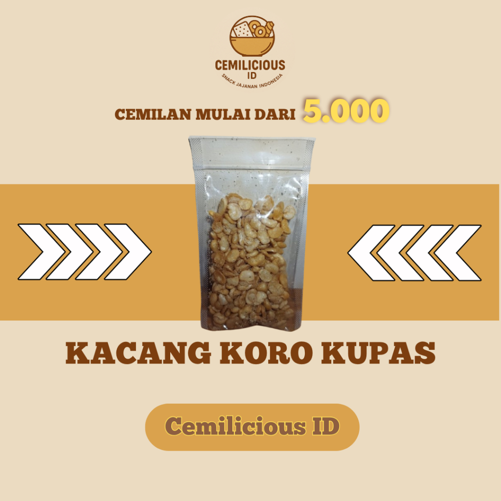 

[Cemilicious ID] Kacang Koro Kupas 50gr - Kacang Koro Kupas Asin Gurih