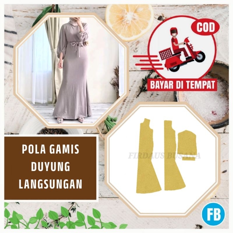 【COD】Pola Gamis Dewasa Duyung Langsungan Terbaru | Pola Baju Gamis Wanita Dewasa | Pola Baju Wanita 