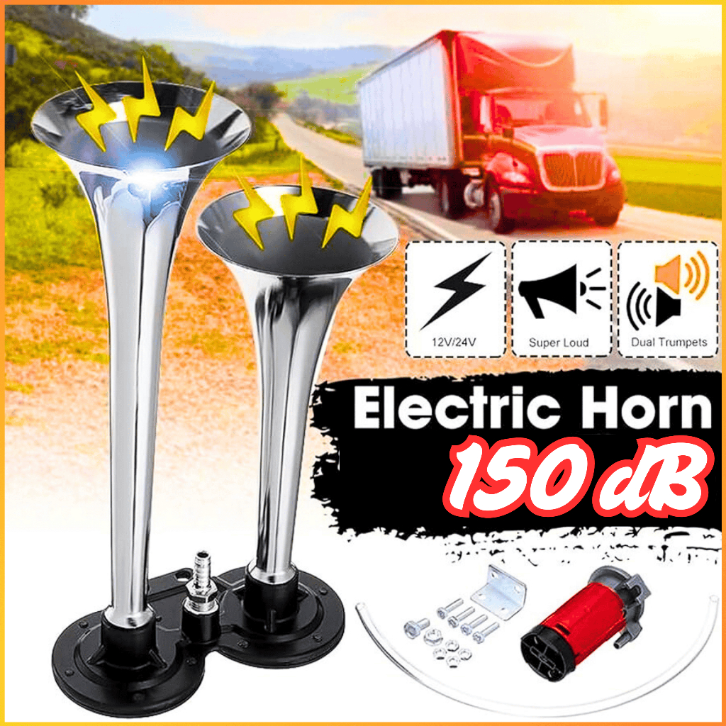 COD HEYVO 2 PCS Klakson Trompet Mobil 12 Volt Suara Kencang Tanpa Angin Truk Air Horn 150dB LD201