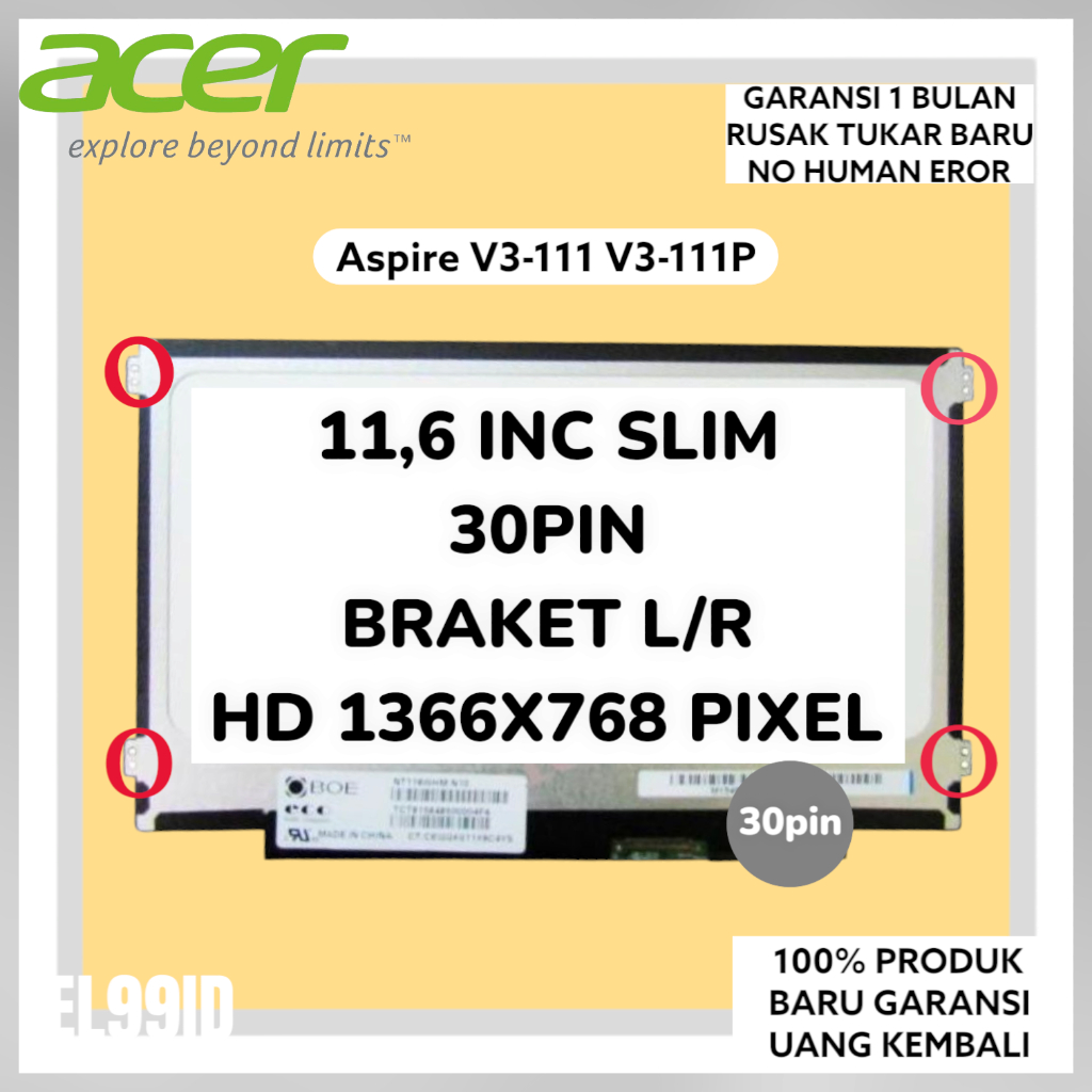 LCD LED Acer Aspire V3-111 V3-111P 11'6 inc HD 1366x768 pixel