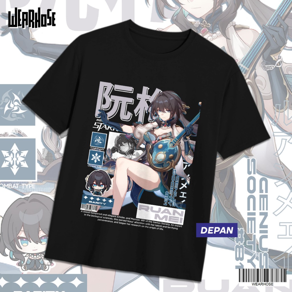 KAOS RUAN MEI HONKAI STARRAIL MIHOYO RUAN MEI HSR Kaos Anime Game Wibu Unisex Pria Wanita Atasan Wea