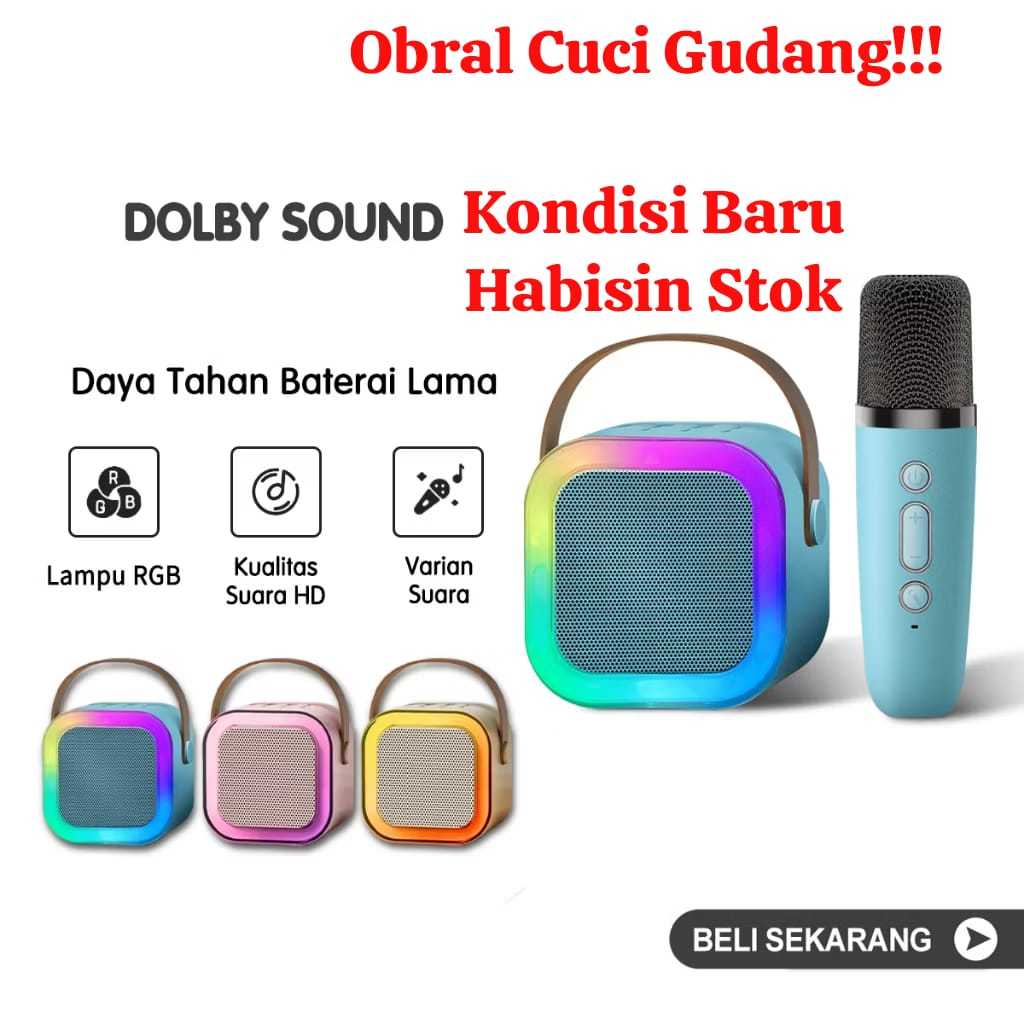 Obral Cuci Gudang Speaker Wireless With MIC RGB Light 3D Stereo Portable Home Party Speaker