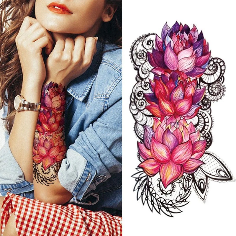 ZARIL TATO BASIC Tato Temporer Tato Temporary Seri XQB 085 BUNGA TERATAI Anti Air Tahan 2-4 hari