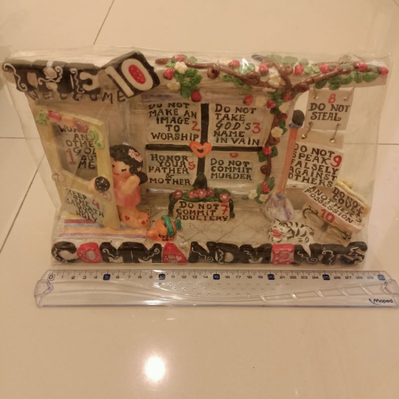Hiasan dekorasi pajangan souvenir Kristen Katolik 10 hukum perintah Tuhan Allah 10 Commandments