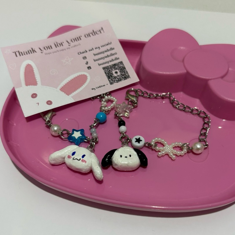 Cinammaroll and Pocchaco Handmade Clay Charm Bracelet