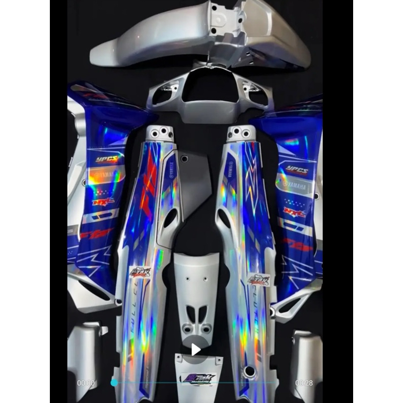 Paket Body Halus Fullset Yamaha Fizr Warna silver biru Custom Stiker Hologram Decal Premium