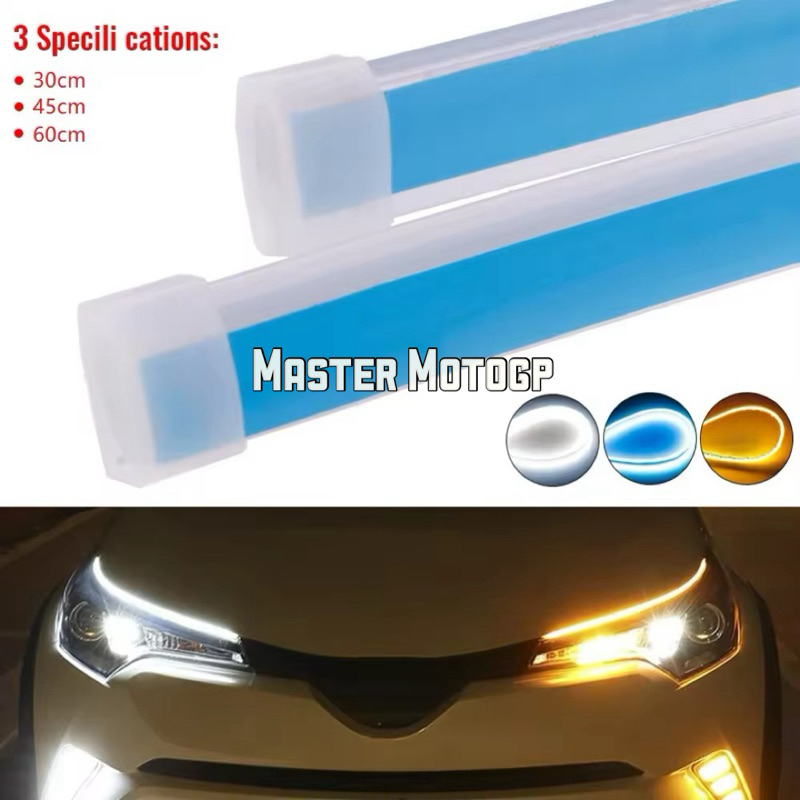 lampu strip led DRL mobil motor 2 buah lampu aris 30cm lampu alis 30cm lampu led alis double Lampu l