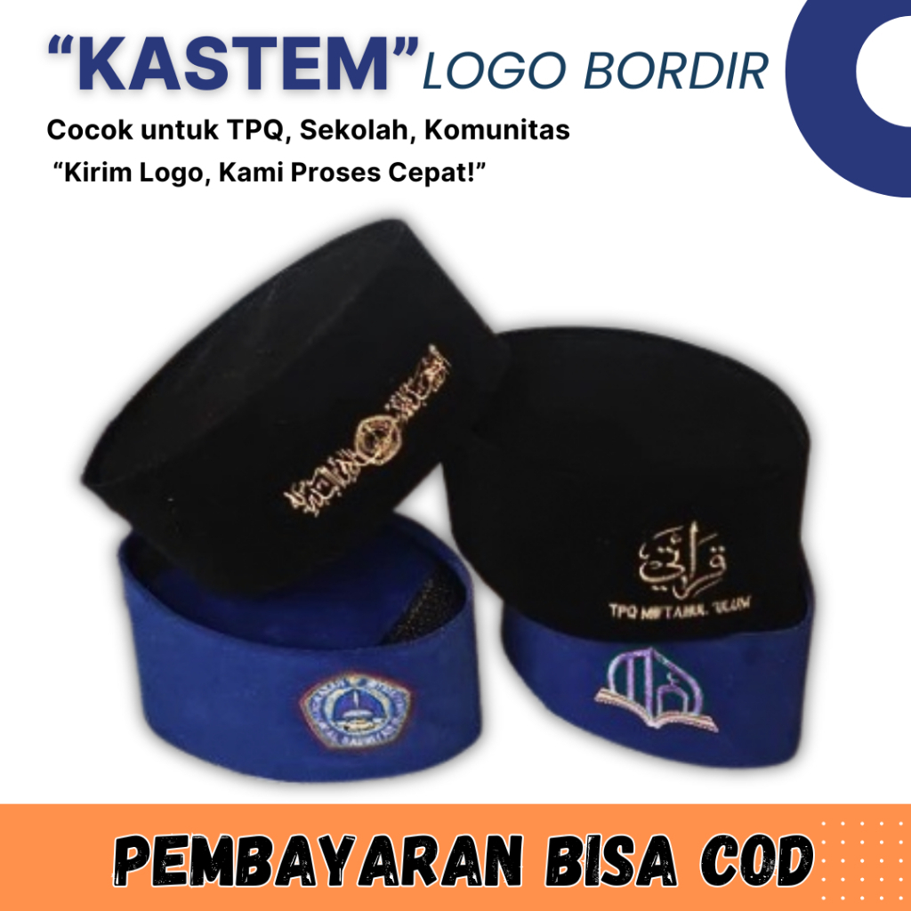 Peci Songkok Kopiah Custom Logo Suka Suka Bordir Super Premium Bisa Reques Warna Bahan Dan Tinggi