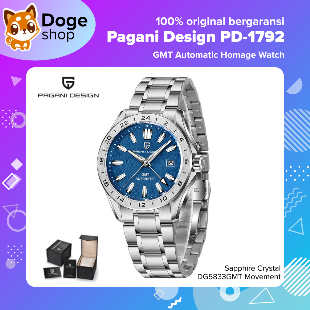 Pagani Design PD-1792 GMT Automatic Homage Watch DG5833GMT Movement Jam Tangan Otomatis PD1792