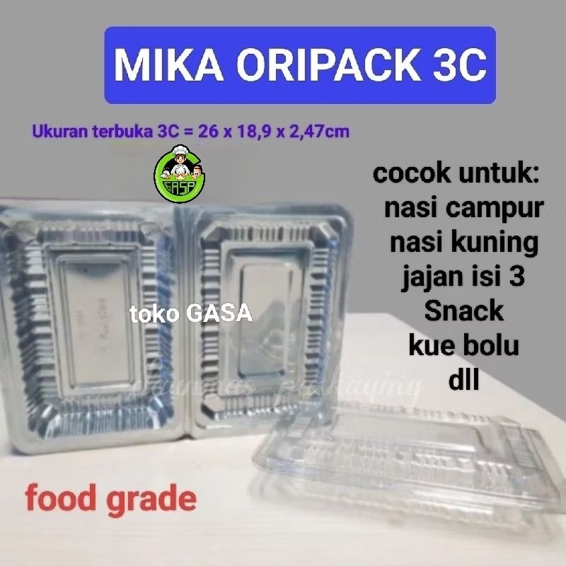 MIKA PLASTIK 3C ORIPACK/ mika jajan isi 3/mika Snack/ MIKA 3C ORI/ MIKA NASI KUNING / MIKA NASI CAMP
