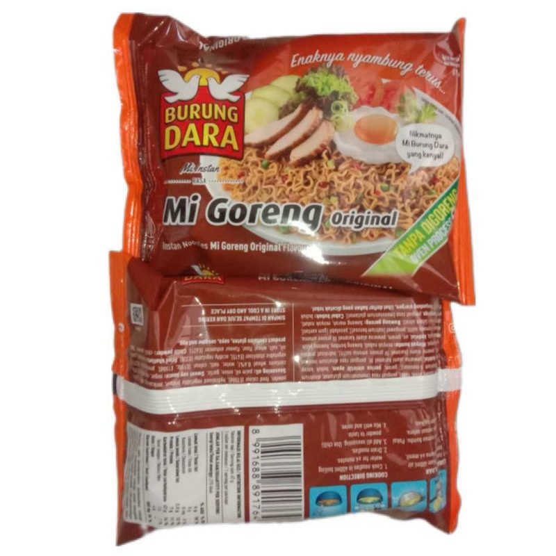 

Burung Dara Mie Goreng Original 67gr, Burung Dara Mie Goreng Pedas 65gr