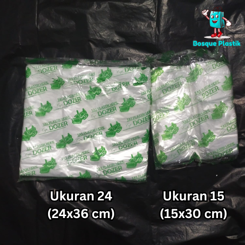 Kresek Bening HDPE Merk Dozer Hijau Ukuran 15, 24 dan 28 (Kecil, Sedang, Besar)