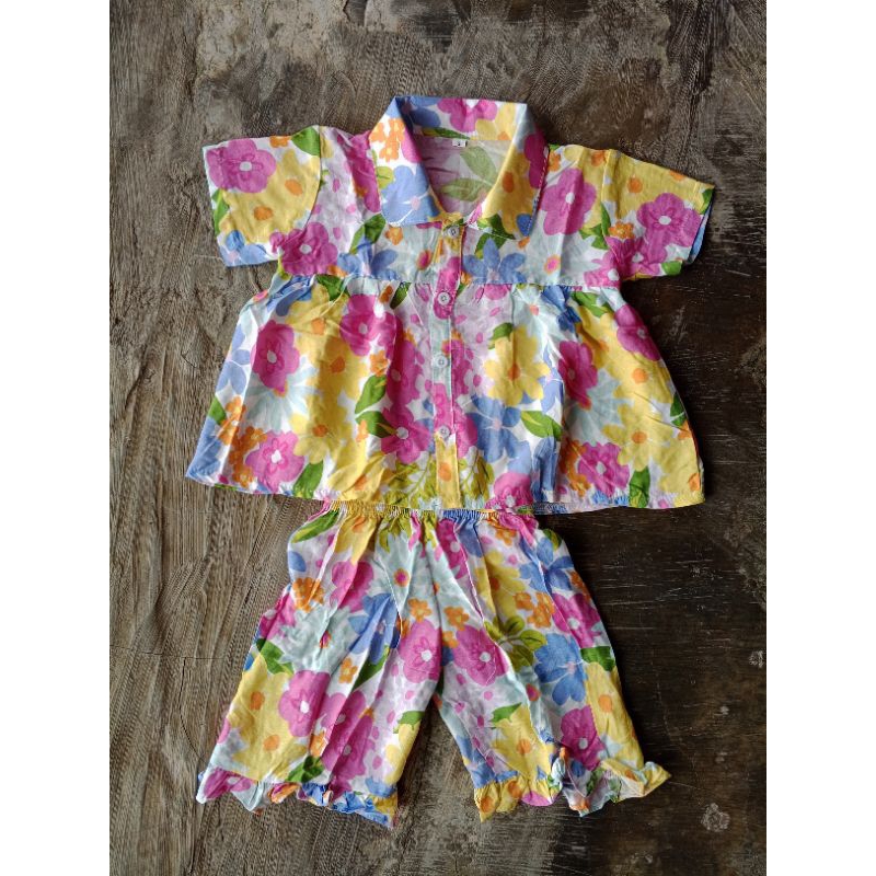 Setelan Anak Perempuan Rayon Premium Pantai Pangandaran Baju Anak Pantai Baju Crop Anak