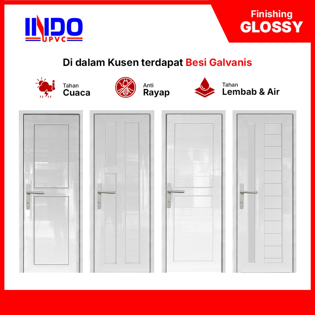 INDO UPVC - Pintu Glossy Single Swing Komplit Set