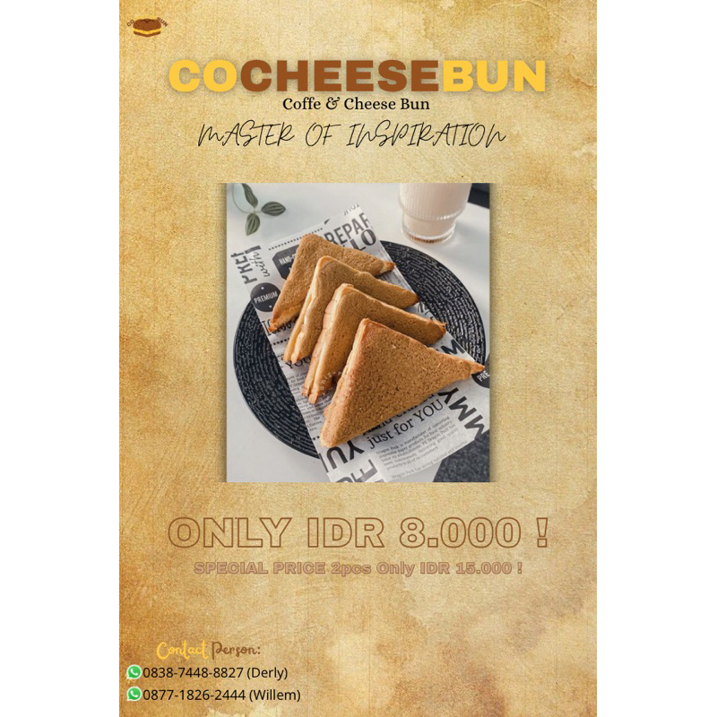 

Co-Cheese Bun, Roti rasa Kopi isi Keju
