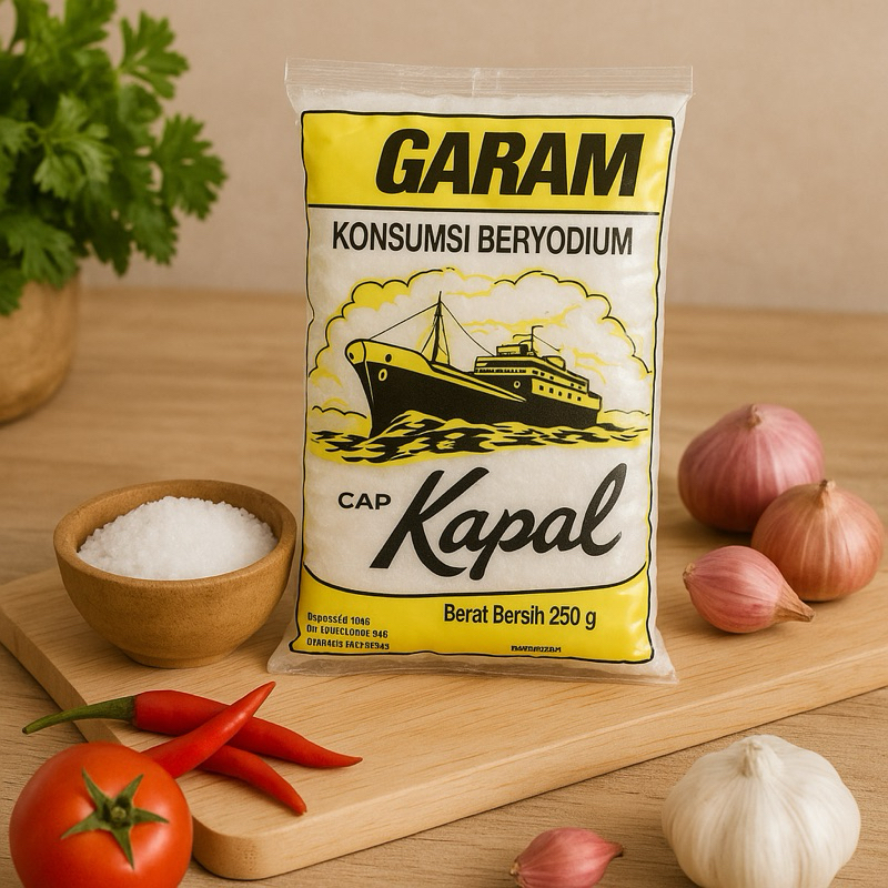 

Garam cap kapal “Garam Favorit Ibu Rumah Tangga – Terbukti Enak, Bersih, dan Berkualitas!”