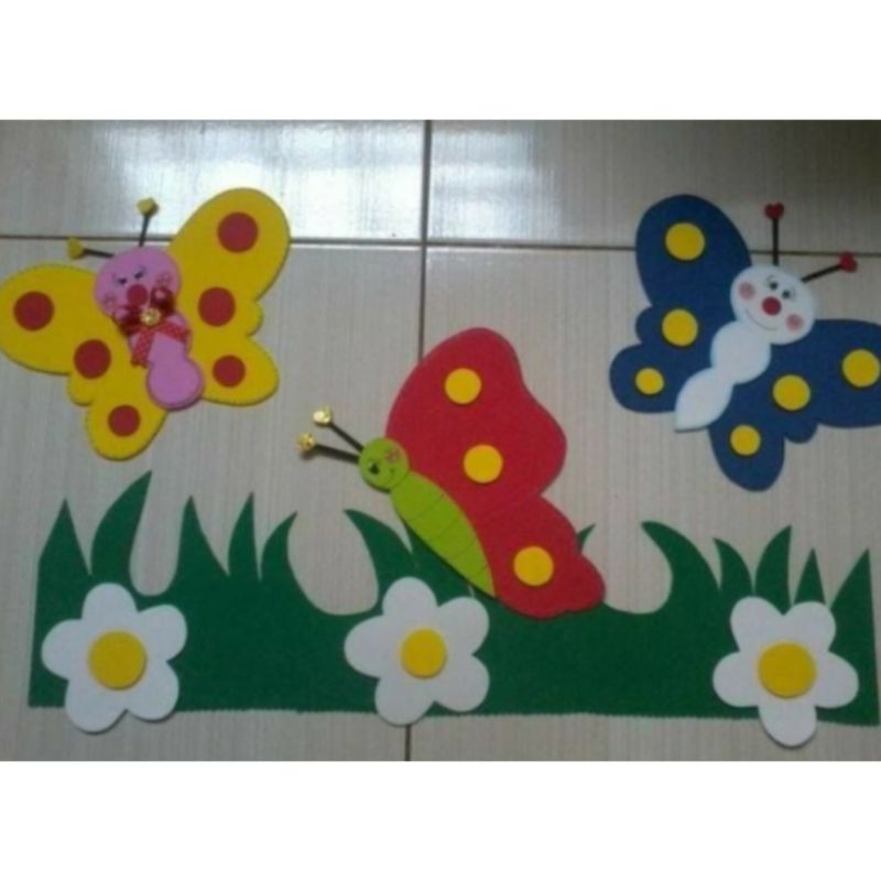 1Paket Hiasan Dinding Bunga Kupu Kupu / Hiasan Jendela /  Hiasan Kelas Tk Sd Paud