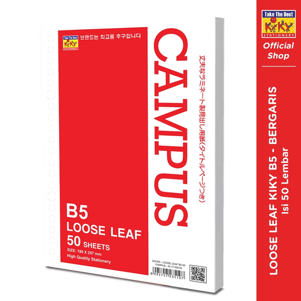 

KERTAS ISI BINDER / LOOSE LEAF KIKY UKURAN B5 ISI 50 LEMBAR