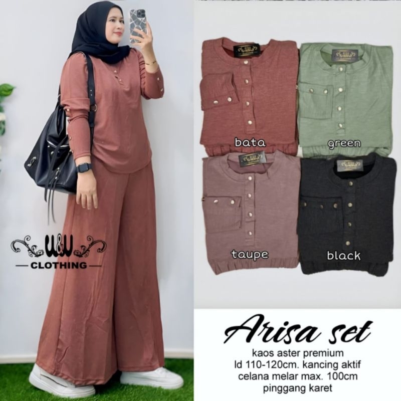 Setelan Wanita Dewasa Arisa set/Setelan kaos aster