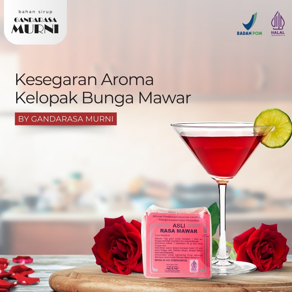 

ROSE / MAWAR - BAHAN SIRUP MURNI (GANDARASA MURNI)