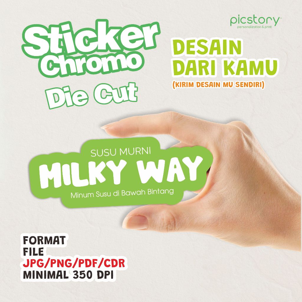 

Cetak Custom Stiker Chromo Die Cut - Sticker Label Produk Makanan Botol Minuman Onlineshop