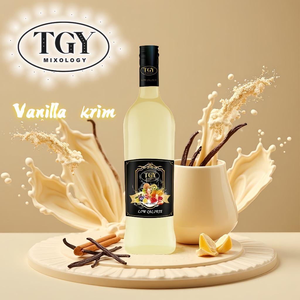 

TGY MIXOLOGY Sirup Cair Konsentrat Minuman Creamy Vanilla - HALAL - 750 mL - Krim Vanila Syrup