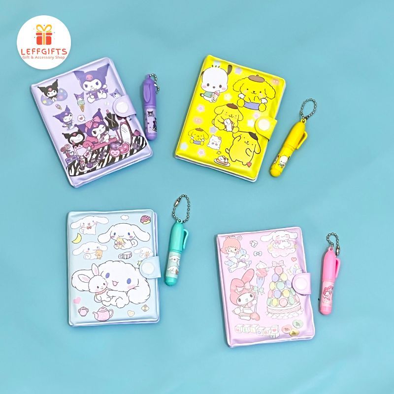 

Notebook Mini Pen Sanrio Kuromi Cinnamoroll Melody Lucu Motif 2 in 1 NB039