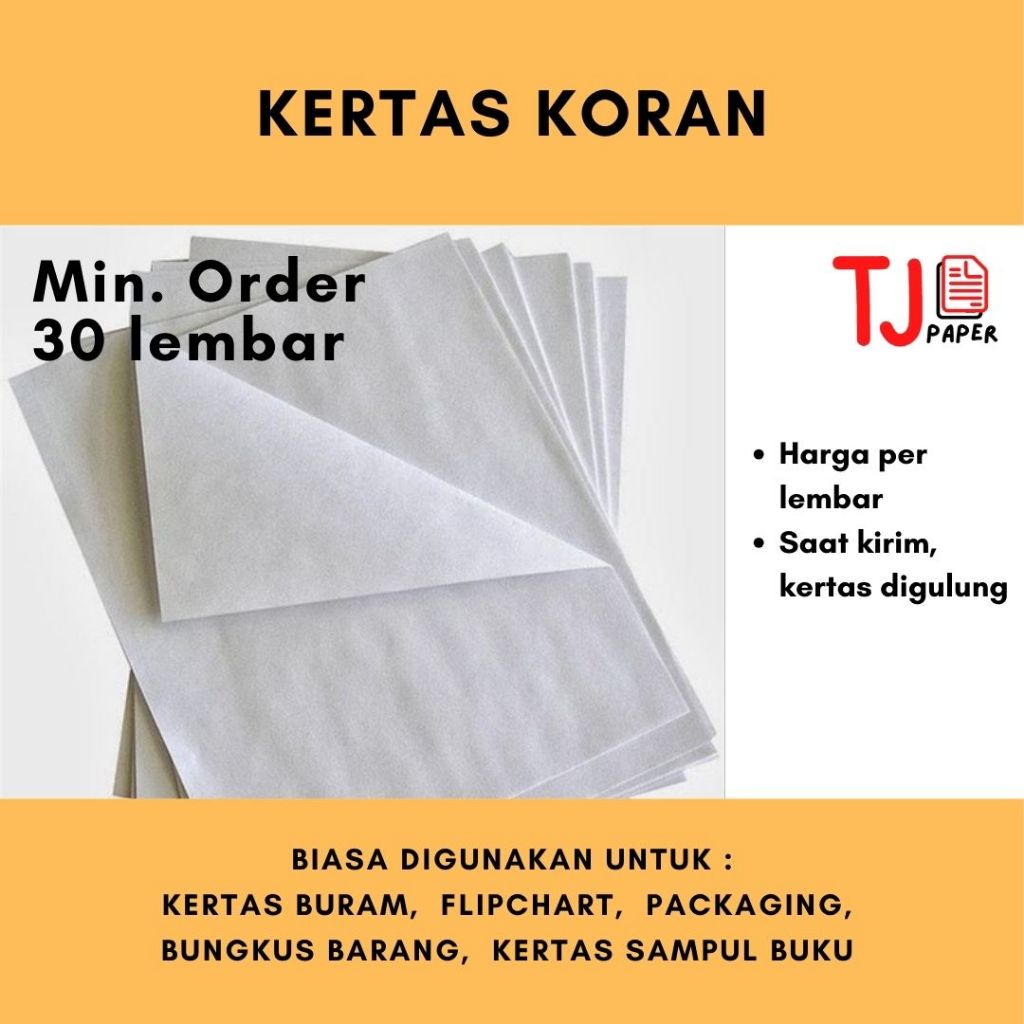 

Kertas Koran Polos 50 gsm - 65x100 cm - Kertas Buram / Packing / Flipchart / Kertas Bungkus - Aspec