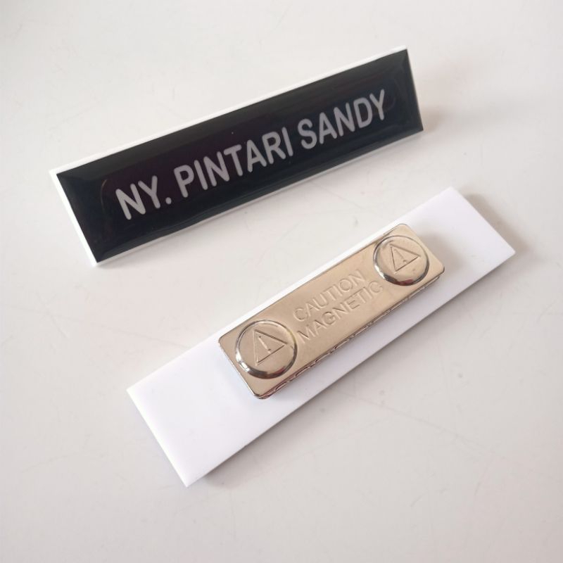 

[Grafir + Resin] Papan Nama PDH Akrilik Hitam Lis Putih Glossy Resin Premium - Name Tag PDH Glossy Resin Premium - Pegawai ASN PNS P3K