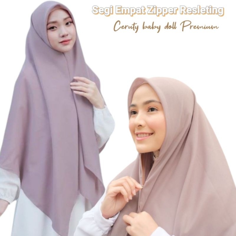 Tancha Collection Hijab Segiempat Zipper Resleting || JIlbab Ceruty Segi Empat Zipper Resleting || S