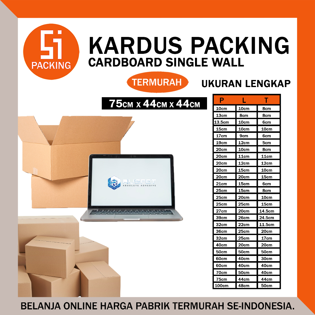 

Kardus Packing Karton Box 75x44x44 cm Dus Single Layer Coklat Polos Tebal Termurah 75 x 44 x 44 cm
