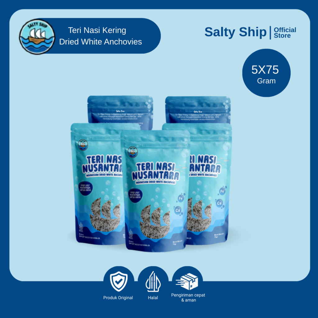 

Salty Ship Ikan Teri Putih Kering Sehat | Tanpa Garam, Tanpa Pengawet | Camilan & Masakan