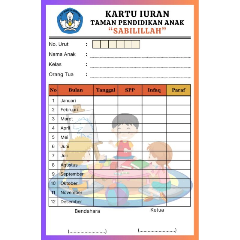 

Kartu Iuran/SPP/Infaq Custom Tebal Fullcolor untuk SPP / IURAN WARGA / KARTU SYAHRIAH/ KAS BULANAN