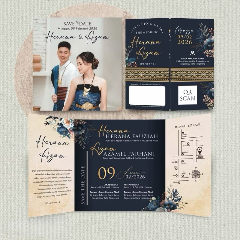 Cetak Undangan Custom Glossy | Undangan Luxury Three | Bisa COD