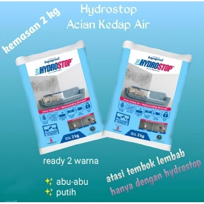 Hydrostop 2kg, semen acian waterproofing (anti lembab tembok), Hydrostop Abu 2kg, Hydrostop Putih 2k
