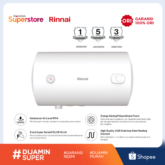 Rinnai Water Heater Listrik 50 Liter - RES-A50H-10C