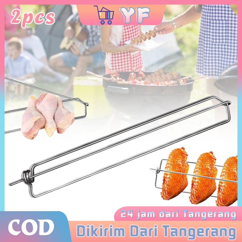 Tusuk Sate Besi - Besi Stenlis Reusable - Dapat Diterapkan Sate12 Inci